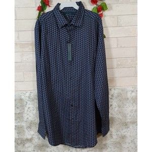 Perry Ellis men's shirt blue XLT New Flower Print Tall XL